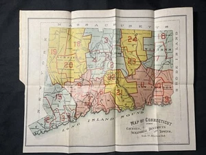 1900 Map Connecticut Congressional Senatorial Districts Towns Kellogg & Bulkeley - Picture 1 of 6