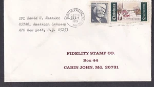 1973 cover SFC David W Merritt USDAO American Embassy APO 09253 Athens Greece - Imagen 1 de 1