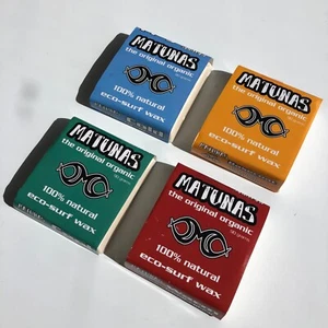 Matunas Organic Surf Wax Cold Cool Warm & Base Tropical New Surfboard Eco - Picture 1 of 12