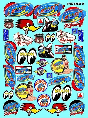 White Vinyl Sticker Sheet 36-R/c Model Die-cut-Decals 1/16-1/12-1/10th-mgmoparFG - Image 1 of 4
