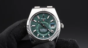 Rolex Sky-Dweller 336934 Stainless Steel Green Dial Wt Gold Bezel Box Paper - Picture 1 of 16