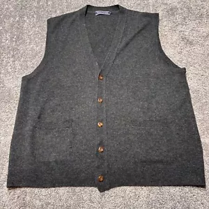 Woolovers Button Up Cardigan Sweater Vest Mens 2Xl Charcoal Pockets Pure Wool - Picture 1 of 6