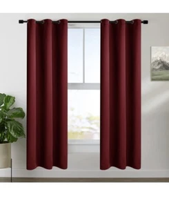 Grommet Blackout Curtains for Bedroom-40”x84”, Burgundy, Set Of 2 Panels. - Picture 1 of 5