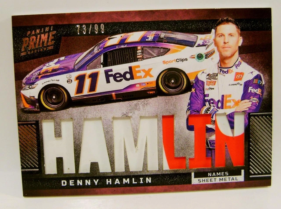 DENNY HAMLIN #73 /99 NAMES SHEET METAL NASCAR PANINI PRIME 2023 - Image 1 of 2