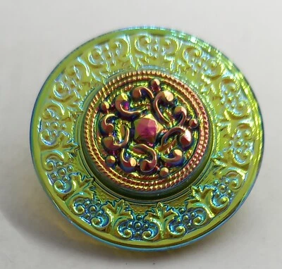 MAGNIFIQUE GRAND  BOUTON  ANCIEN EN  VERRE DE BOHEME    DIAMETRE 3,4 CM - Photo 1/4