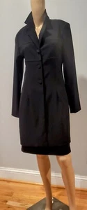 Vintage Giorgio Fiorlini schwarz 2-teiliges Bodycon-Kleid & lange Jacke, super sexy! Größe 6 - Bild 1 von 3