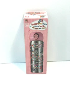 YoFun Design Your Own Wasserflasche mit Edelsteinen, Aufklebern. Isolierbecher rosa BPA frei - Bild 1 von 8