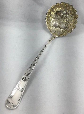 Georgian London 1796 Sterling Decorated Sifting Ladle- 6 3/4" Cover