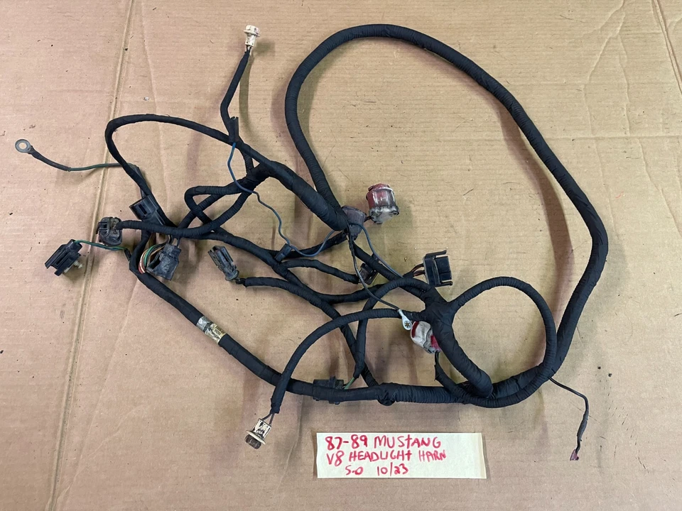87-89 Ford Mustang Front HeadLight Harness Fog Lt Wiper Head light OEM GT & LX - Image 1 of 4