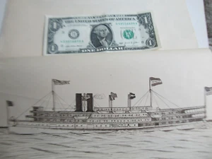 1905 Pen/Ink HAND DRAWING, Long Island Sound Steamship Priscilla, Boston, Ship - Picture 1 of 11