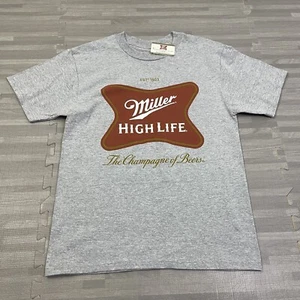 Tee Luv Miller High Life Champagne of Beers Logo T-Shirt Mens Size Small Gray SS - Picture 1 of 7