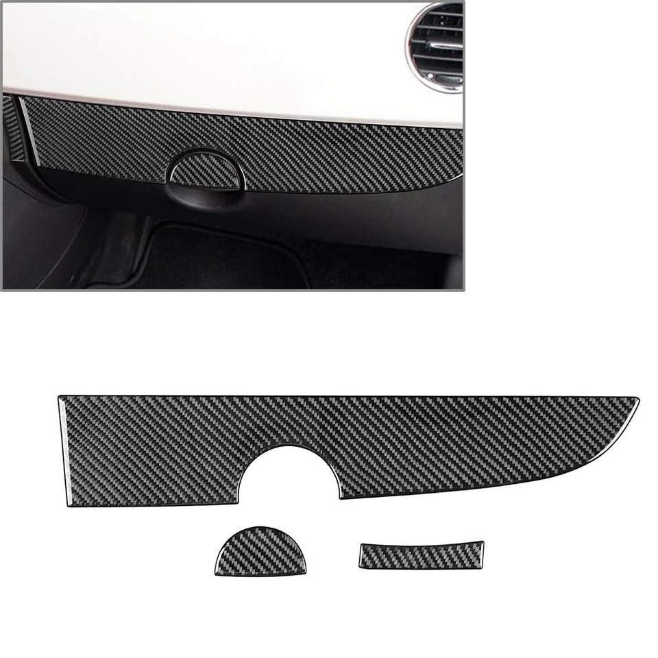 3Pcs Carbon Fiber Co-pilot Dashboard Panel Cover For Fiat 500 2012-2015 - Image 1 of 1