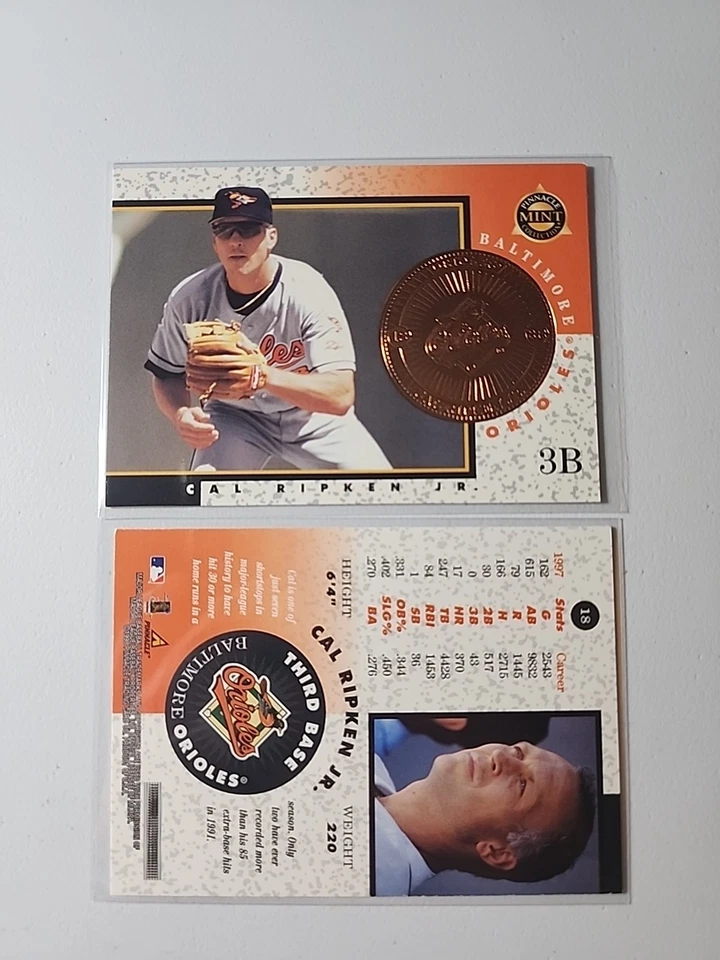 Pinnacle Mint Cal Ripken Jr. 1998 Tarjeta paralela de bronce #18 - Orioles HOF Foto 1 de 1