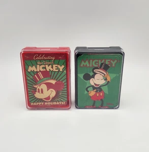 Walt Disney Playing Cards Mickey Mouse 2 Decks 2" x 2.5" Happy Holidays, Top hat - Picture 1 of 11