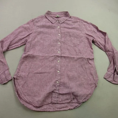 Camisa feminina LL Bean manga longa média botão frontal externa leve rosa - Imagem 1 de 4