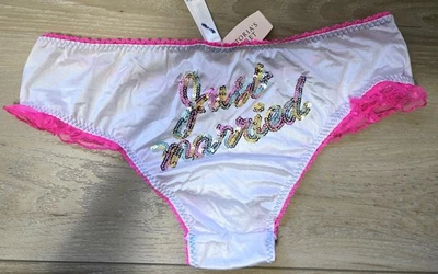 NWT Vintage Victoria's Secret I Do, Just Married Satin Hiphugger Panties Bow S - Image 1 of 3