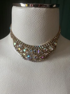Collar Vintage Aurora Borealis Estrás, Corto pero con Hermosos Cristales N2 - Imagen 1 de 6