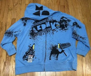 VTG Y2K Akademiks Survival of the illest Men’s 4XL hoodie all over print Blue - Picture 1 of 16