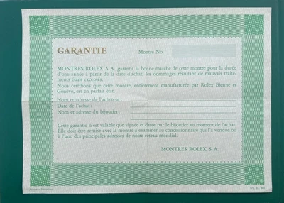 Guarantee Rolex  Blank - Garanzia  in bianco_ Original 100% Extra Rare - Immagine 1 di 4