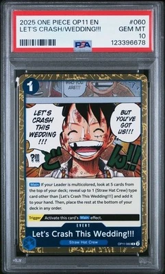2025 One Piece OP11 EN Let's Crash This Wedding PSA 10 GEM Monkey D. Luffy #060 - Image 1 of 2