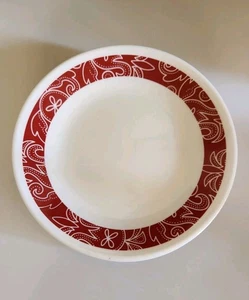 5 Corelle Bandhani Brot Dessert Teller rot weiß Blumen Band 6,75" EUC - Bild 1 von 4