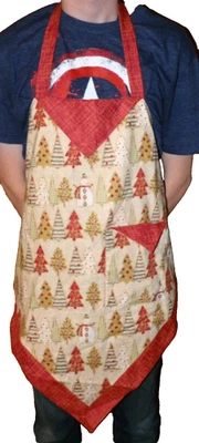 New Adult Apron Party Hostess Christmas Trees Snowman Gifts Handmade Stocking - Image 1 of 4