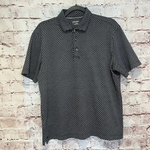 Untuckit Mens Blue All Over Quatrefoil Short Sleeve Cotton Polo Shirt Size Large - Picture 1 of 7
