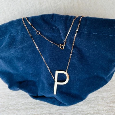 Collar “P” inicial oro amarillo italiano 14K, 18 pulgadas, 1,25 gramos - ¡NUEVO! Foto 1 de 4