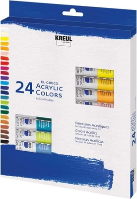 C.KREUL GMBH & CO.KG KREUL 28253 - El Greco Acrylfarben, 24 x 12 ml, glänzende, hochpigmentierte Acry