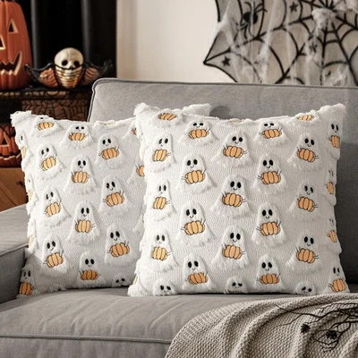 Fundas de Almohada Decorativas Otoño Lindo Fantasma Felpa Imitación Piel Almohadas 20x20 Pulgadas Foto 1 de 4
