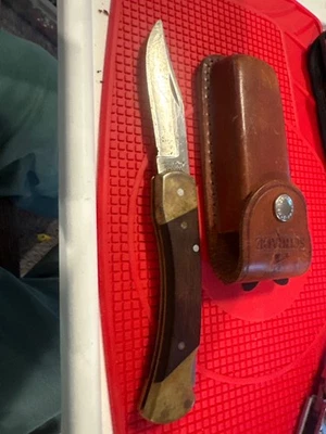 Vintage Schrade+ USA LB7 Knife, Brass/Wood Handle, Lockback, Folding Knife 80’s - Image 1 of 4