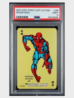 1967 Kool Pops Captain Action Spider-Man #4B Green PSA 9 Mint (Low Pop) 🕸️ - Image 1 of 2