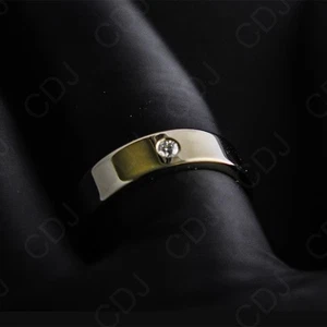 Natürlicher Moissanit Hochzeitsgeschenk für Herren Solitär Band Gelbgold vergoldet - Bild 1 von 6