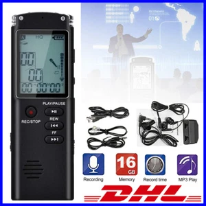 Tragbar 16GB Digital Diktiergerät Aufnahmegerät Audio Mini Sound Voice Recorder - Bild 1 von 14