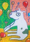Pit Bull Terrier Celebrates Art Print 5 x 7 Dog Collectible Artist KSams