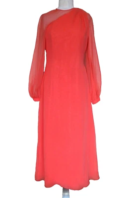 Maxi Vestido Vintage Años 70 Estévez Gasa Vestido M Mujer Albaricoque Fluido Foto 1 de 4