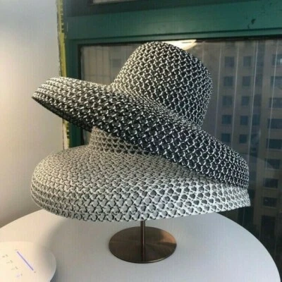 Cappello donna estivo spiaggia paglia pieghevole sun grande larghezza tesa vintage moda nuovo - Immagine 1 di 4