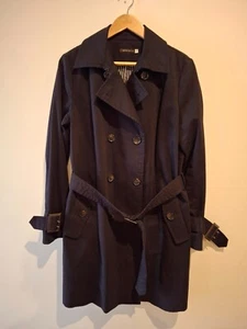 Brown Sugar, black belted cotton trench coat, womens 14, good condition - Picture 1 of 8