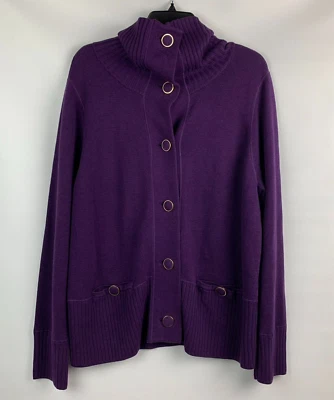 Charter Club Jacket Purple Ribbed Collar Buttons Pockets Size 3X NEW - Изображение 1 из 4