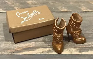 2010 Golden Ankle Wrap Studs Shoes with box Barbie doll Louboutin Cat Burglar - Imagen 1 de 7