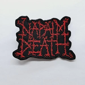 Napalm Death  Red Old  Logo  Shaped EMBROIDERED PATCH - Picture 1 of 1