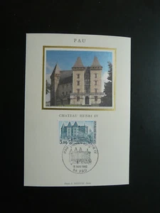 architecture castle of King Henri IV in Pau FDC card silk cachet France 1982 - Picture 1 of 1