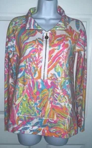 LILLY PULITZER Sz XS Skipper 1/2 Zip Cotton Stretch Popover Top Pocket EUC - Picture 1 of 14