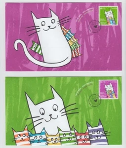 KIDS DRAWINGS = ADORABLE CAT = Community Founda = Two Official FDC s Canada 2017 - Bild 1 von 3