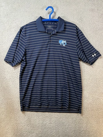 Notre Dame Polo Mens Large Striped Short Sleeve Under Armour Fighting Irish ND Cover