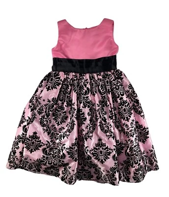 Ellie Kids флокированный дамасский платье вечеринки праздник официальный принцесса розовый черный 6 - Изображение 1 из 4