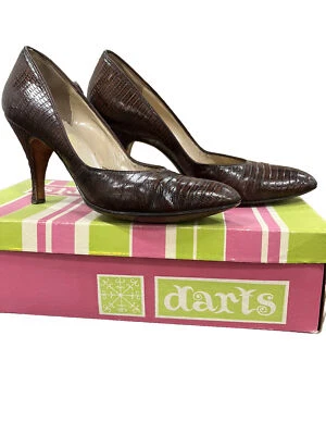 1950s Brown Lizard High Heels Size 7 Narrow, Gorgeous Vintage Shoes! - Image 1 of 4