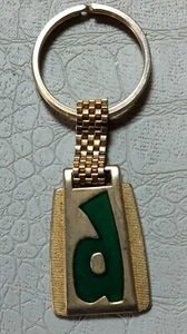 Vintage Initial LOWERCASE "d" Green Keychain Sturdy Metal 1½" Braided - Picture 1 of 2