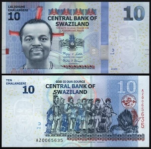 2010 Swasiland (Eswatini), 10 Emalangeni, Prefix AZ "Ersatz", Pick-36a, UNC - Bild 1 von 3