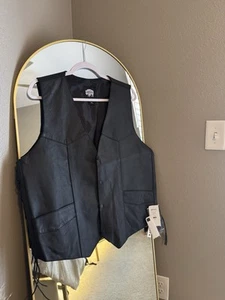 NWT Buffalo outdoors Leather Motorcycle Vest Mens X-Large Concealment Vest - Picture 1 of 5
